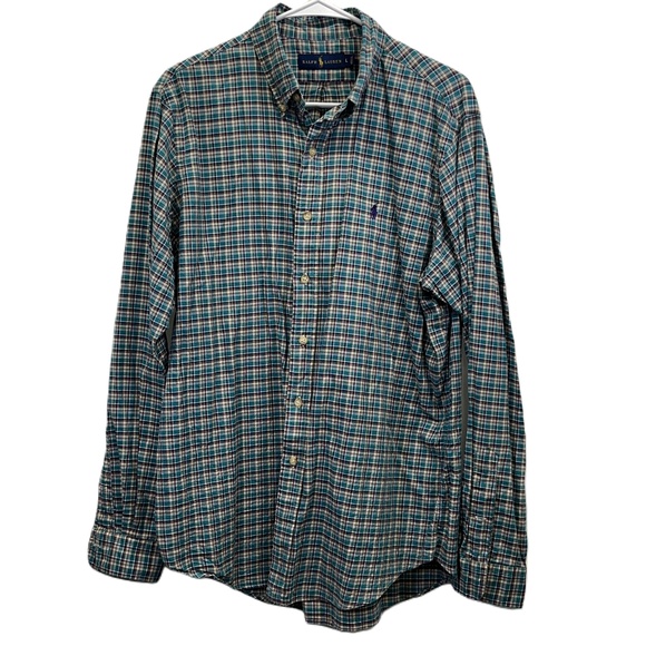 Ralph Lauren Cotton Multicolor Plaid Long Sleeve Button Down Shirt Large - Picture 1 of 10